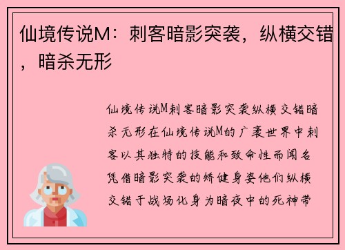 仙境传说M：刺客暗影突袭，纵横交错，暗杀无形
